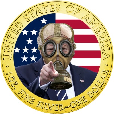 USA DONALD TRUMP Gas Mask COVID series CORONAVIRUS American Silver Eagle 2020 Walking Liberty $1 Silver coin Gold plated 1 oz